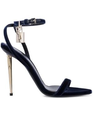 Tom Ford Velvet Padlock Pointy Naked Sandals - Blue