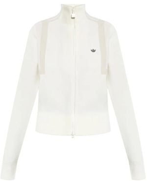adidas Zip-Front Ribbed Cardigan - White