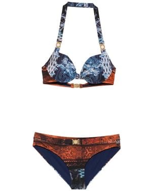 Balmain Bikini Con Motivo Gráfico - Azul