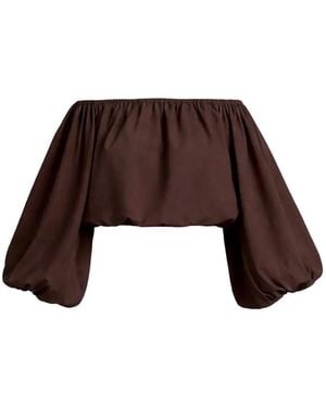 Azeeza Margot Balloon-Sleeve Top - Brown
