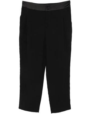 Hanita Satin-Waistband Cropped Trousers - Black
