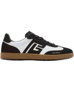 Balmain Swan Sneakers Mit Logo Aus Wildleder - Schwarz
