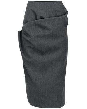 Victoria Beckham Asymmetric Draped Midi Skirt - Grey