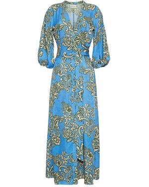 Cara Cara Rosewood Floral-Print Midi Dress - Blue