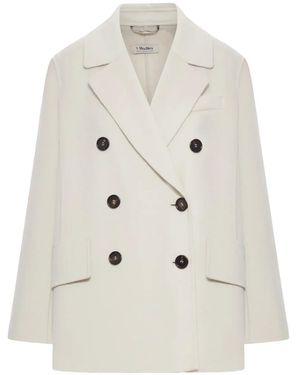 Max Mara Double-Breasted Wool Jacket - White
