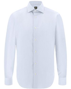BOGGI Striped Non-Iron Cotton Slim Fit Shirt - Bianco