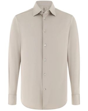BOGGI Mother-Of-Pearl Button Collar Polo Shirt - White