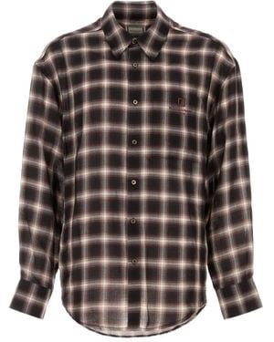 WOOYOUNGMI Logo-Embroidered Plaid Shirt - Black