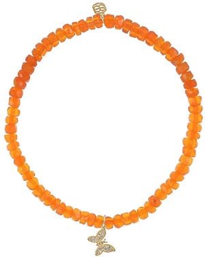 Sydney Evan Opal Tiny Butterfly Charm Bracelet - Orange