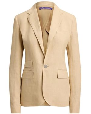 Ralph Lauren Parker Button Flapped Linen Jacket - Natural