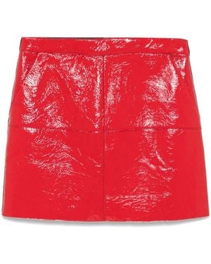 P.A.R.O.S.H. Lambskin Patent Mini Skirt - Red