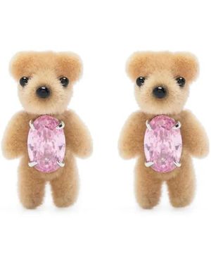 YVMIN Pendientes con motivo de oso - Blanco