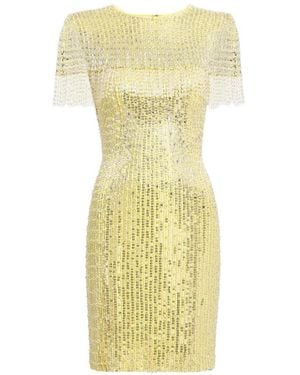 Jenny Packham Swish Sequin-Embellished Beaded Mini Dress - Yellow