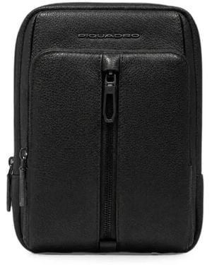Piquadro Grained Leather Backpack - Black