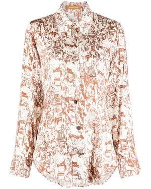 Rejina Pyo Kora Printed Silk-Blend Blouse - Pink