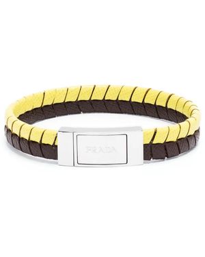 Prada Geflochtenes Armband Mit Logo - Mettallic