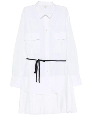 Barena Pleated-Skirt Mini Shirt Dress - White