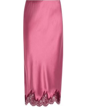 LoveShackFancy Lace Hem Midi Skirt - Pink