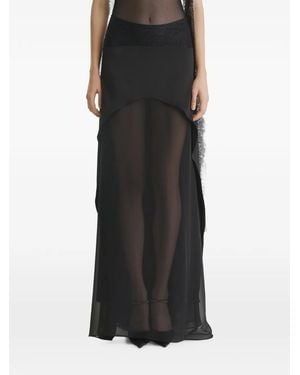 2310 STUDIO Lace-Trim Layered Maxi Skirt - Black