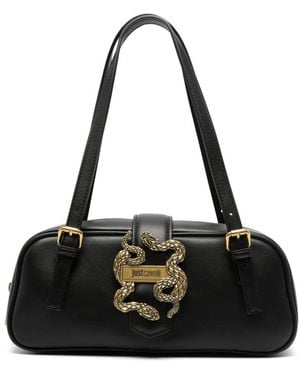 Just Cavalli Snake-Plaque Buckle-Detail Tote Bag - Black