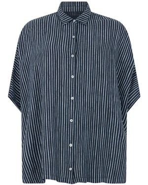 120% Lino Striped Shirt - Blue