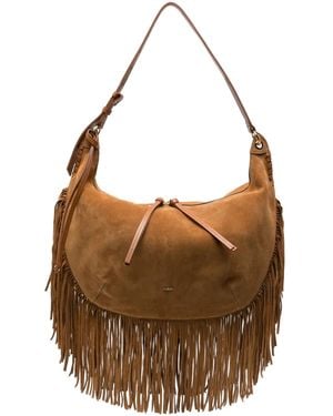 Ba&sh Xl Franges Suede Shoulder Bag - Brown