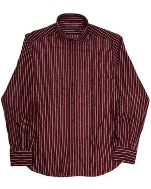 Corneliani Striped French-Collar Shirt - Red