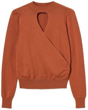 Twinset Heart-Neckline Crossover Sweater - Orange