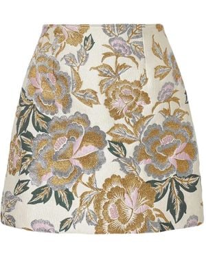 Carolina Herrera Floral-Jacquard Mini Skirt - Natural
