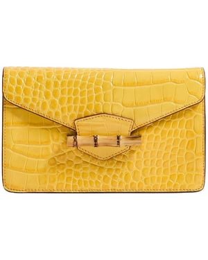 PAMELA MUNSON The Jackie Crocodile-Effect Clutch Bag - Yellow