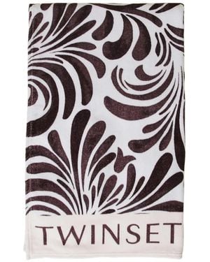 Twinset ロゴ ビーチタオル - ホワイト