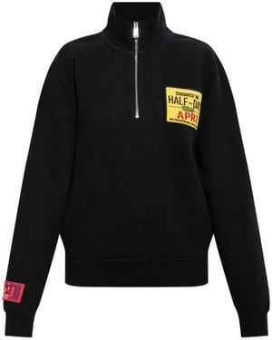 DSquared² Patch-Detail Quarter-Zip Sweatshirt - Black