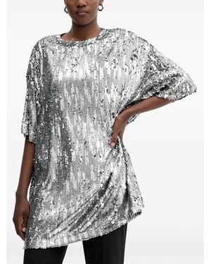 Aniye By Lulù Sequin Embellished T-Shirt Mini Dress - Grey