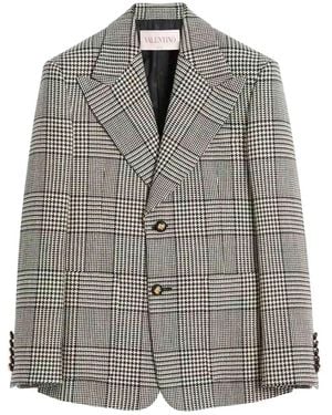 Valentino Garavani Houndstooth Single-Breasted Blazer - Gray
