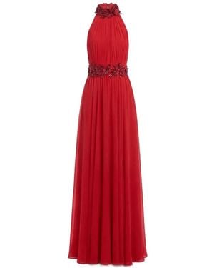 Saiid Kobeisy Vestido Largo Con Detalle Floral - Rojo