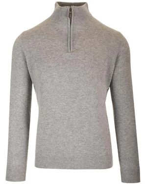Al Duca d'Aosta Zip-Fastening Cashmere Jumper - Grey