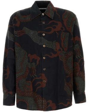 Our Legacy Long-Sleeve Shirt With Intricate Dragon Pattern - Black