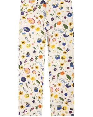 NAHMIAS Floral Beaded Jeans - White