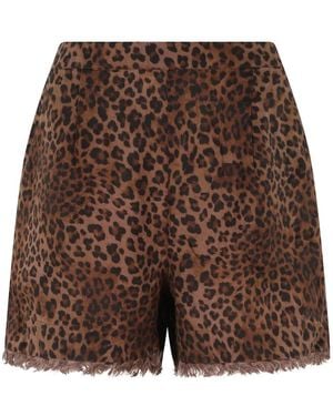 MC2 Saint Barth Amani Leopard-Print Frayed Shorts - Brown