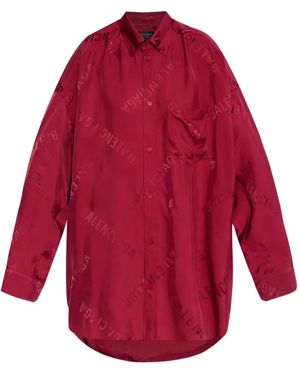 Balenciaga Logo-Print Shirt - Red