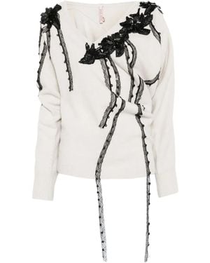 Antonio Marras Asymmetric V-Neck Jumper - White