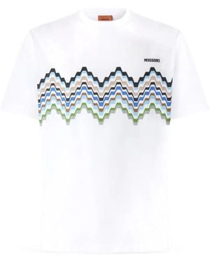 Missoni Cotton Crewneck T-Shirt With Logo Lettering - White