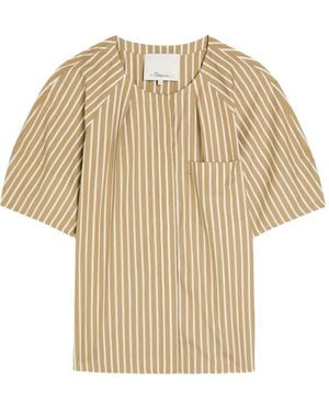 3.1 Phillip Lim Striped Short-Sleeve Blouse - Natural