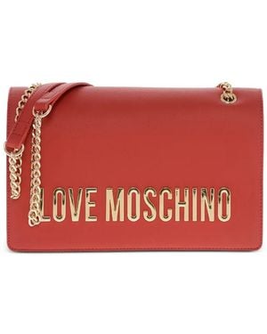 Moschino Logo-Plaque Shoulder Bag - Red