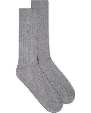 Versace Embroidered Ribbed Cotton Socks - Grey