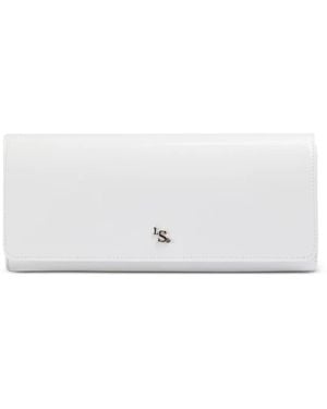 Le Silla Patent-Finish Logo-Plaque Clutch Bag - White