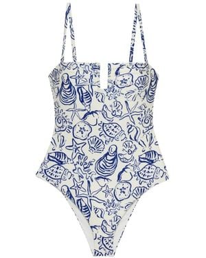 Jonathan Simkhai Ottilie Badeanzug Mit Muschel-Print - Blau