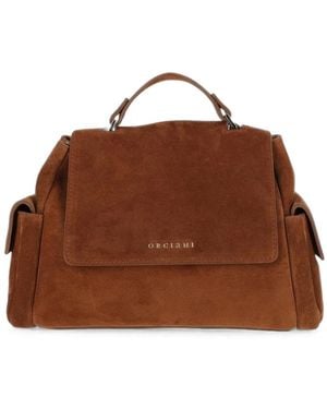 Orciani Small Sveva Cargo Leather Tote Bag - Brown