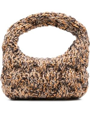 Maria La Rosa Nappy Bronze Knitted Tote Bag - Brown