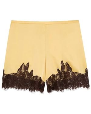 Reformation Lace-Trim Silk Shorts - Natural